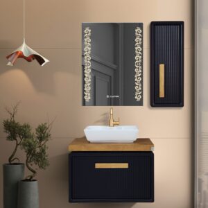 کابینت روشویی کاکتوس مدل isatis 80 مشکی کد 6017