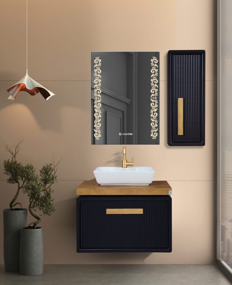 کابینت روشویی کاکتوس مدل isatis 80 مشکی کد 6017