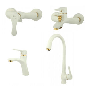 ست شیرآلات راسان مدل صدف شیری طلا