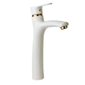 شیر روشویی پایه بلند راسان مدل صدف شیری طلایی