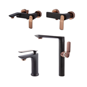 ست شیرآلات راسان مدل آوات مشکی رزگلد