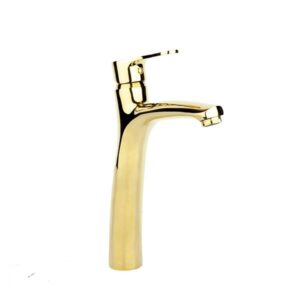 شیر روشویی پایه بلند راسان مدل صدف طلایی