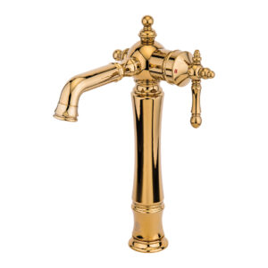 شیر روشویی پایه بلند قهرمان مدل نگین طلایی